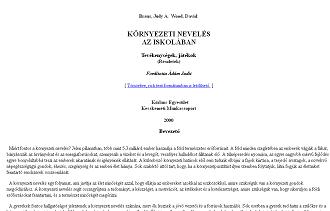 Környezeti nevelés az iskolában Környezeti nevelés
