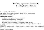Környezetismeret 2. osztály Környezetismeret óravázlat