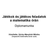 Játék matek órán